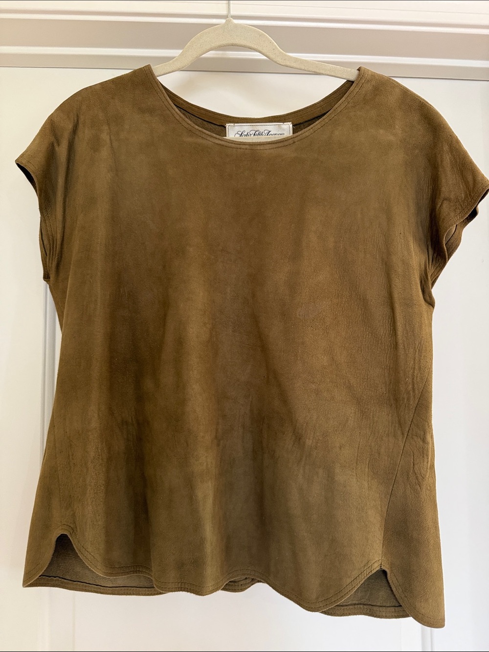 Vintage Saks 5th Avenue Suede Cap-Sleeve Top